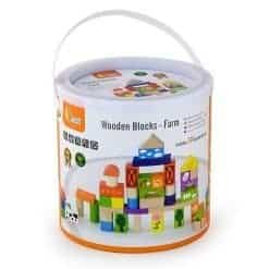 50 Wooden Building Blocks Farm
