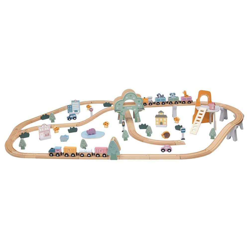 Brainkid Toys - Wooden Train Set Polarb 90Pcs 1 Wooden Train Set Polarb 90Pcs