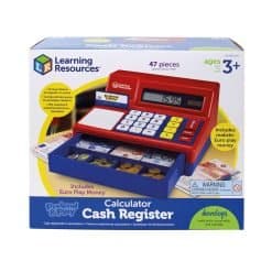 Alternative view of Cash Register with Real Calculator  Euro Money