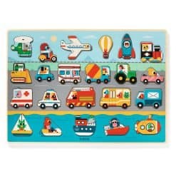 Brainkid Toys - Vroom Wooden Puzzle 8 Vroom Wooden Puzzle - Image 4