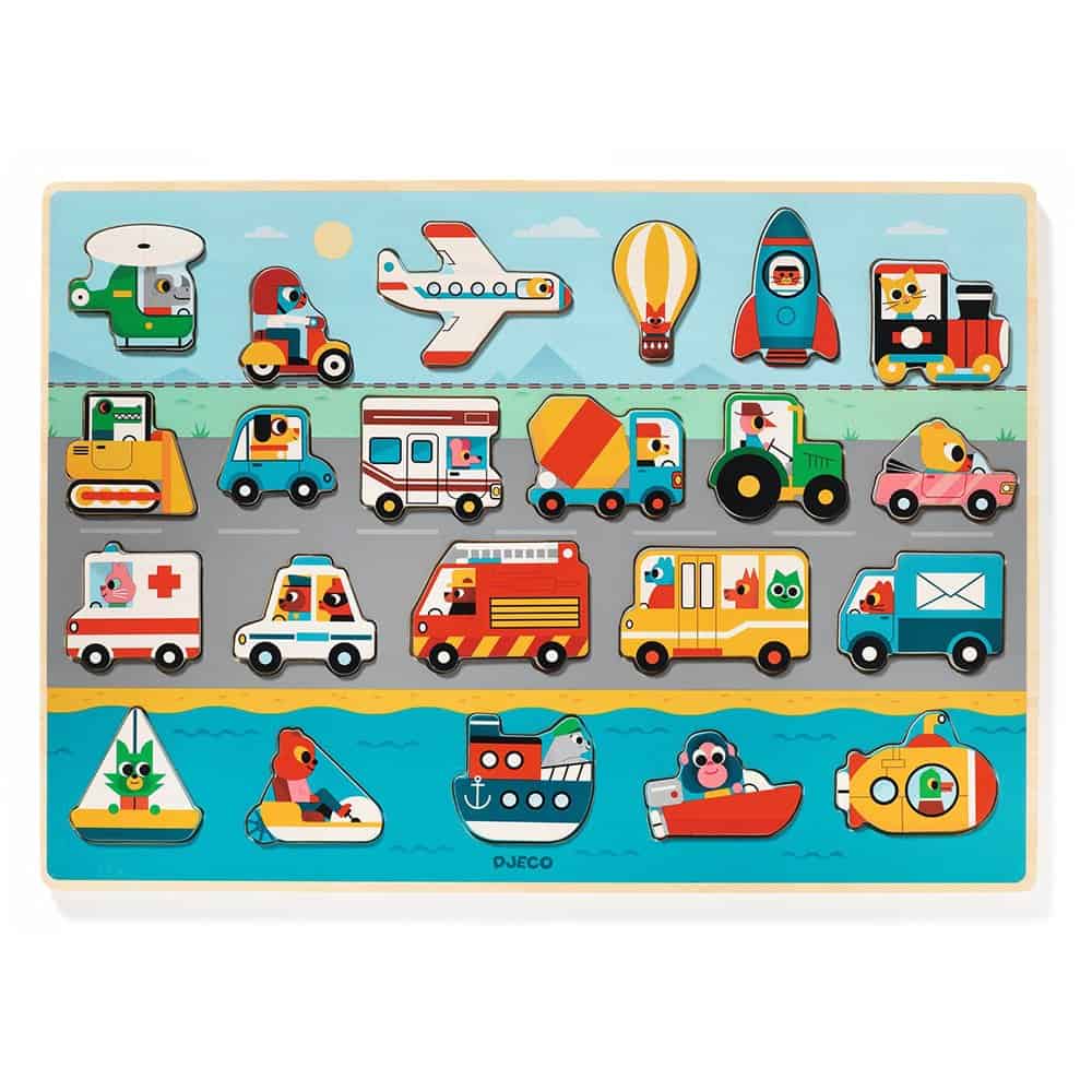 Brainkid Toys - Vroom Wooden Puzzle 4 Vroom Wooden Puzzle - Image 4