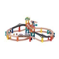 60pcs Wooden Rail with Battery Train