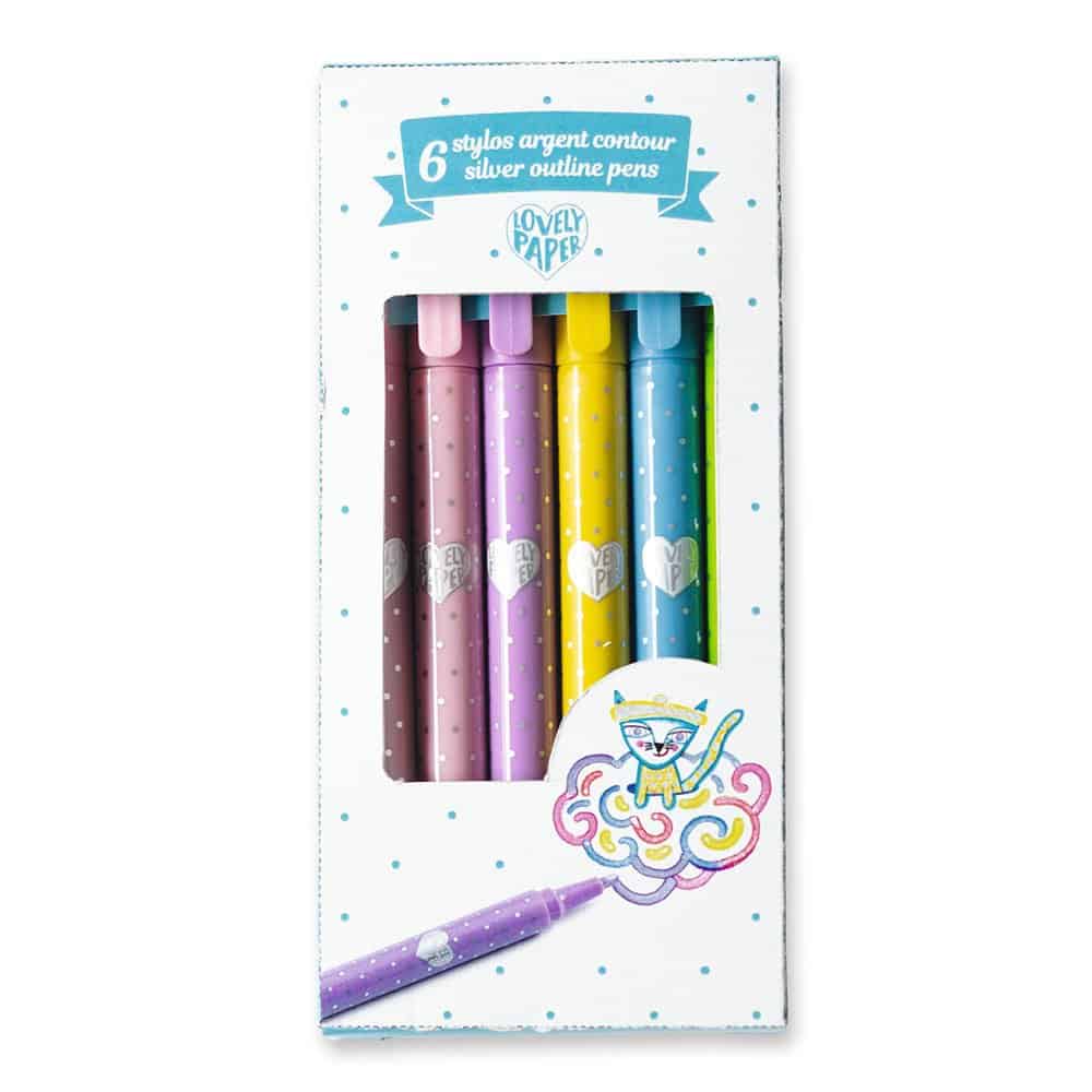 Brainkid Toys - 6 Silver Outline Pens 1 6 Silver Outline Pens