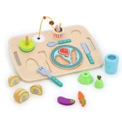 Wooden Educational Multi-activity Meal Tray
