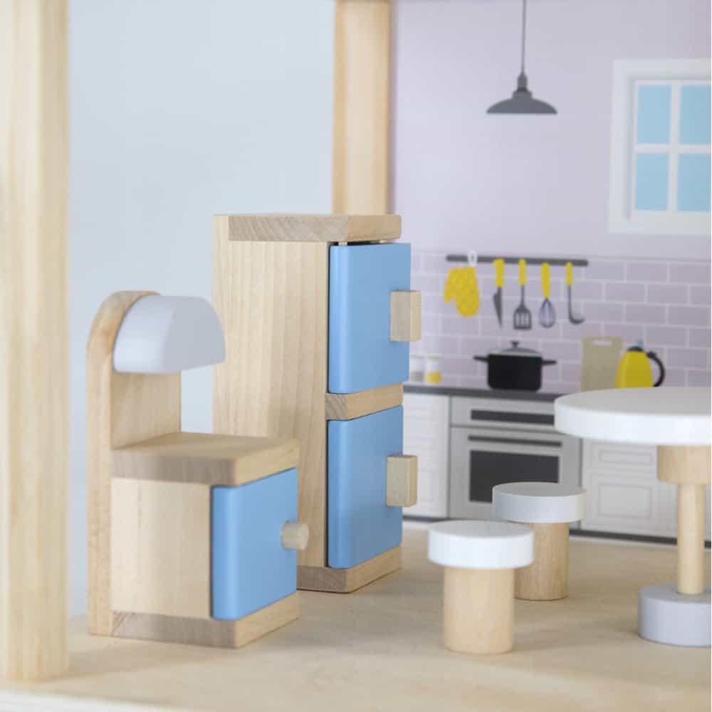 Brainkid Toys - 3-Storey Wooden Dollhouse - Complete Set 3 3-Storey Wooden Dollhouse - Complete Set - Image 3