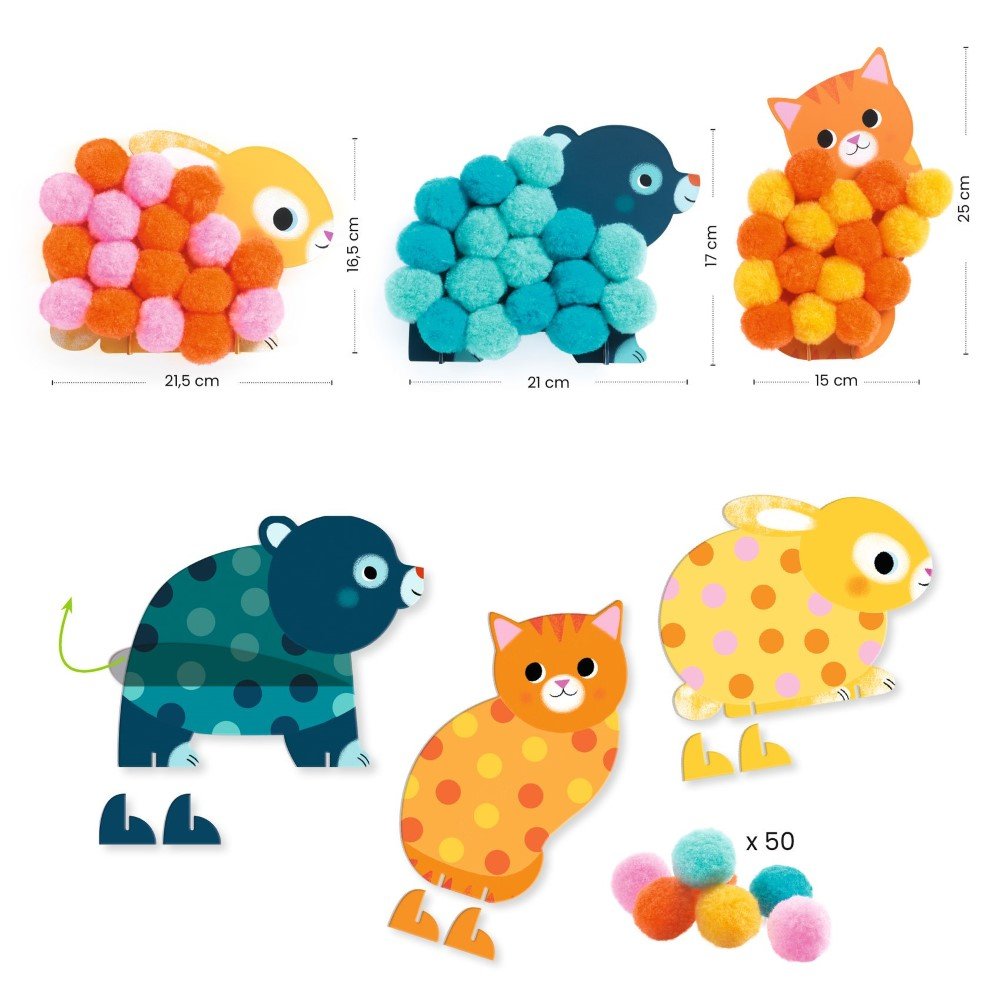 Brainkid Toys - Fuzzy Animals Pom Pom Collage 4 Fuzzy Animals Pom Pom Collage - Image 4