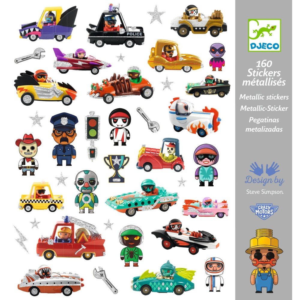 Brainkid Toys - Funny Cars Metallic Stickers 3 Funny Cars Metallic Stickers - Image 3