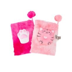 Cat and Paw Furry Notebook with Lock