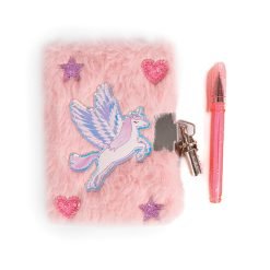 Furry Winged Unicorn Diary with Lock and Pen